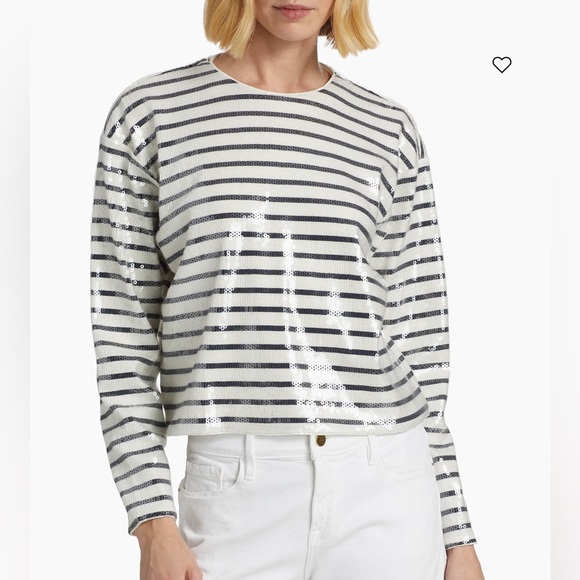 NWT FRAME Sequined striped organic cotton Top XS $398 - Picture 4 of 16